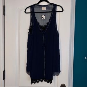 Black and navy slip tank dress